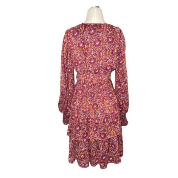 House of Harlow 1960 Berry V-neck Paisley Printed Casual Dress NWT 2 - Picture 2 of 8